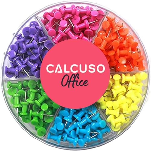 CALCUSO Büromaterial: Farbig sortierte Reißnägel/Pinnadeln/Reißzwecken für den Schul-/Bürobedarf, 240 Stück, 6 Farben je 40 Stück von CALCUSO