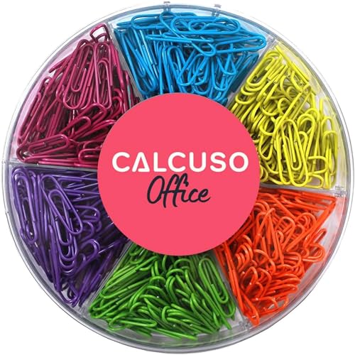 CALCUSO Büromaterial: Farbig sortierte belastbare Büroklammern für den Schul-/Bürobedarf, 480 Stück, 6 Farben je 80 Stück von CALCUSO