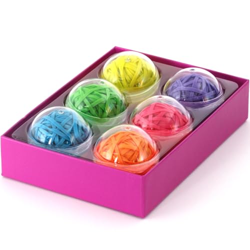 CALCUSO Büromaterial: Farbig sortierte elastische Gummibänder/Gummiringe für den Schul-/Bürobedarf, 270 Stück, 6 Farben je 45 Stück, in Kugeln von CALCUSO