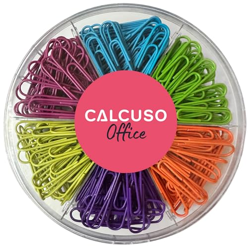 CALCUSO Büromaterial: Große farbig sortierte belastbare Büroklammern für den Schul-/Bürobedarf, 480 Stück, 6 Farben je 80 Stück von CALCUSO