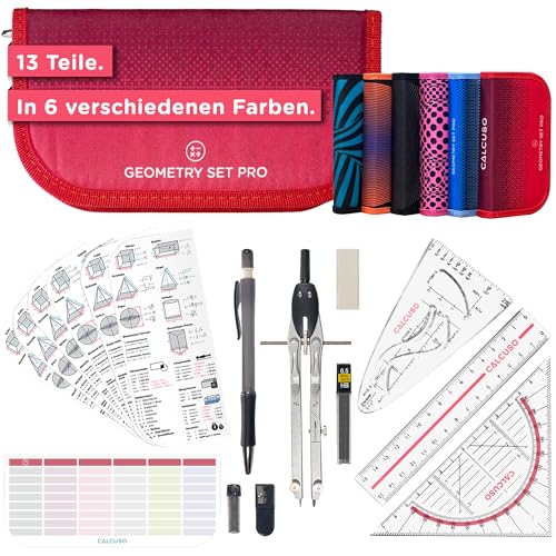 CALCUSO GEOMETRIE SET PRO in roter Federmappe/Federmäppchen mit Zirkel und Geodreieck - Praktisches Mäppchen für Schule, Uni, Büro und Zeichnungen - Ideal als Geometrie-Set für die Schule CALCUSO GEOMETRIE SET PRO in roter Federmappe/Federmäppchen mit Zirkel und Geodreieck - Praktisches Mäppchen für Schule, Uni, Büro und Zeichnungen - Ideal als Geometrie-Set für die Schule von CALCUSO