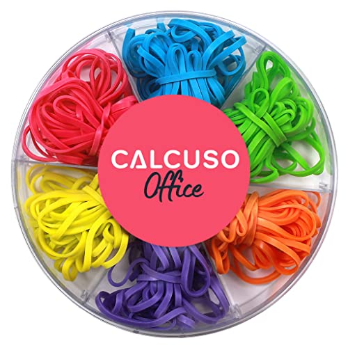CALCUSO Gummibänder: 120 Bunte, elastische und haltbare Gummiringe in 6 Farben je 2 Größen (160/100 mm), farbig Sortiert in praktischer Aufbewahrungsbox – Perfekt für Haushalt, Büro, Schule und Uni von CALCUSO