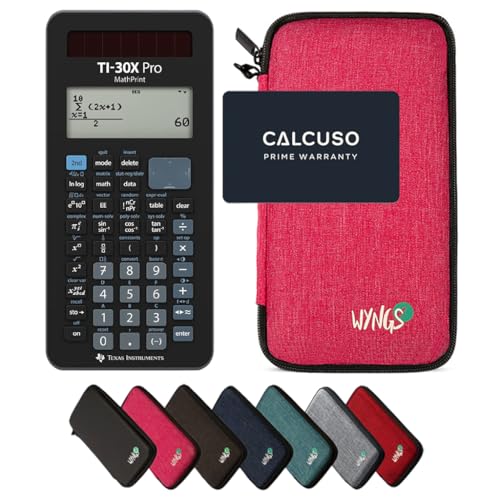 ﻿CALCUSO Sparpaket: TI-30X Pro MathPrint technisch-wissenschaftlicher Taschenrechner + WYNGS Schutztasche pink + Erweiterte Garantie von CALCUSO von CALCUSO
