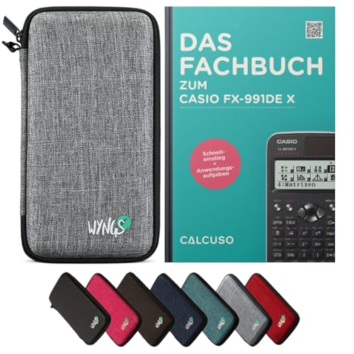 CALCUSO Standard Zubehör Set kompatibel mit Casio FX-991DE X wissenschaftlicher ClassWiz Rechner: WYNGS Schutztasche hellgrau + CALCUSO Fachbuch von CALCUSO