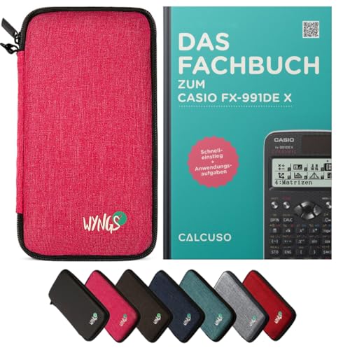 CALCUSO Standard Zubehör Set kompatibel mit Casio FX-991DE X wissenschaftlicher ClassWiz Rechner: WYNGS Schutztasche pink + CALCUSO Fachbuch von CALCUSO