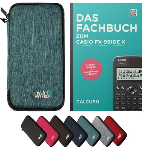 CALCUSO Standard Zubehör Set kompatibel mit Casio FX-991DE X wissenschaftlicher ClassWiz Rechner: WYNGS Schutztasche türkis + CALCUSO Fachbuch von CALCUSO