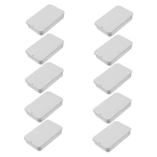 CALLARON 10 Stück Box Weißblech Schiebedeckel Box Dichtung Organizer Leere Kleine Schmuckstücke Große Behälter Deckel Fall Scharnierboxen Silber von CALLARON