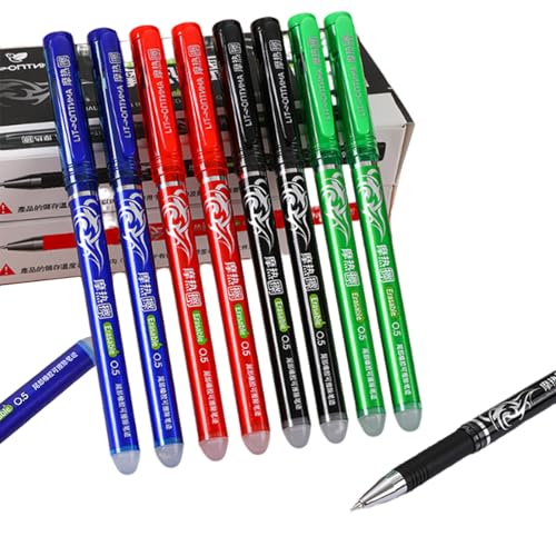 CALLYSONIC 4 Stück 0.5mm Radierbarer Kugelschreibe, Tintenroller Radierbar, Kugelschreiber mit Radiergummi, Radierbarer Kugelschreiber, Löschbare Gelstifte für Schulsachen Bürobedarf Studenten von CALLYSONIC