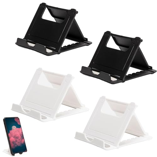 CALLYSONIC 4 Stück Faltbarer Handyhalter,Tablet Halterung,Mehrwinkel Handyhalterung Weiß, Tragbarer Tablet Halterung für Tisch,Handy Halterung Tisch,für Cafés,Zuhause,Schreibtisch,Filme Ansehen von CALLYSONIC