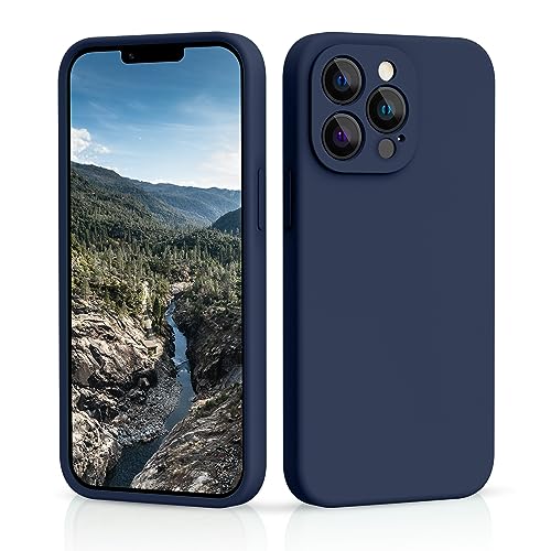 CALOOP, Flüssige Silikonhülle für iPhone 13 Pro Max, individueller Schutz für jedes Objektiv, vollständig abgedeckt, verdicktes Gummi, stoßfeste Handyhülle, 6,7 Zoll (Marineblau) von CALOOP