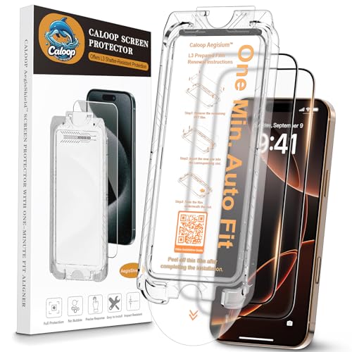 CALOOP Aegis Shield Displayschutzfolie für iPhone 16 Pro Max, blasenfrei, rissfest, gehärtetes Glas, 8K HD-Klarheit, vollständige Abdeckung, einfache Installation mit Applikator, 3 + 1 Packung CALOOP Aegis Shield Displayschutzfolie für iPhone 16 Pro Max, blasenfrei, rissfest, gehärtetes Glas, 8K HD-Klarheit, vollständige Abdeckung, einfache Installation mit Applikator, 3 + 1 Packung von CALOOP