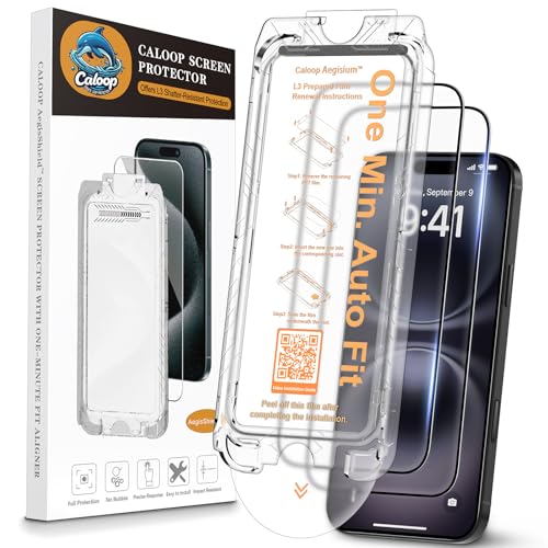 CALOOP 3+1 Pack für iPhone 16/15 Panzerglas, Level 3 Aegis Shield Panzerglas, Blasenfrei, Einfache Ein-Minuten-Freihand-Auto-Installationsschale, Kratzfest, Bruchsicher, HD Kristallklar CALOOP 3+1 Pack für iPhone 16/15 Panzerglas, Level 3 Aegis Shield Panzerglas, Blasenfrei, Einfache Ein-Minuten-Freihand-Auto-Installationsschale, Kratzfest, Bruchsicher, HD Kristallklar von CALOOP