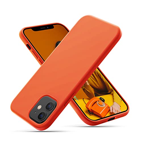CALOOP Slim-Fit Schutzhülle für iPhone 12/12 Pro, weiches Flüssigsilikon, Stabiler, Harter Rahmen, stoßfeste Abdeckung mit kratzfestem Mikrofaserfutter, vollständiger Schutz für Bildschirm und von CALOOP