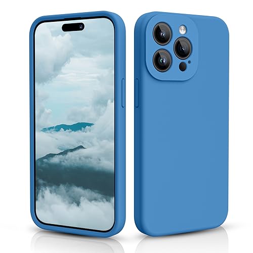 CALOOP Slim-Fit Schutzhülle für iPhone 15 Pro, weiches Flüssigsilikon, stabiler, harter Rahmen, stoßfeste Abdeckung mit kratzfestem Mikrofaserfutter, vollständiger Schutz für Bildschirm und Objektiv, von CALOOP