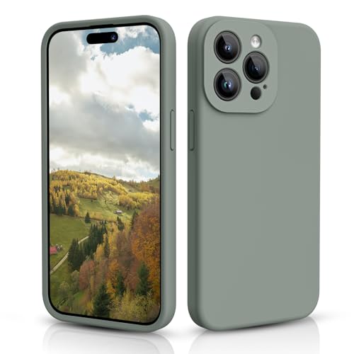 CALOOP Hülle für iPhone 15 Pro Max 6,7 Zoll, Premium Silikon Handyhülle Individueller Schutz für Jede Linse Ganzkörper Abgedeckte Dicke Gummi Stoßfeste Telefonhülle (Kupfer Grün) von CALOOP