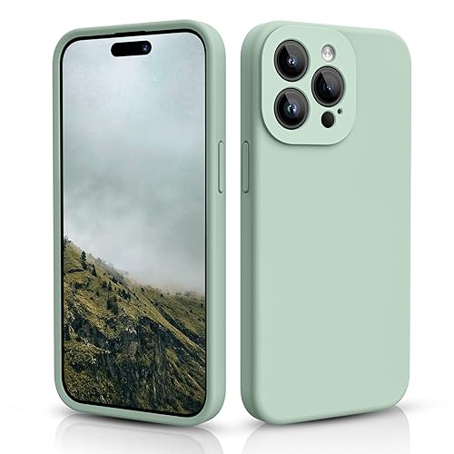 CALOOP Hülle für iPhone 15 Pro Max 6,7 Zoll, Premium Silikon Handyhülle Individueller Schutz für Jede Linse Ganzkörper Abgedeckte Dicke Gummi Stoßfeste Telefonhülle (Minze Grün) von CALOOP