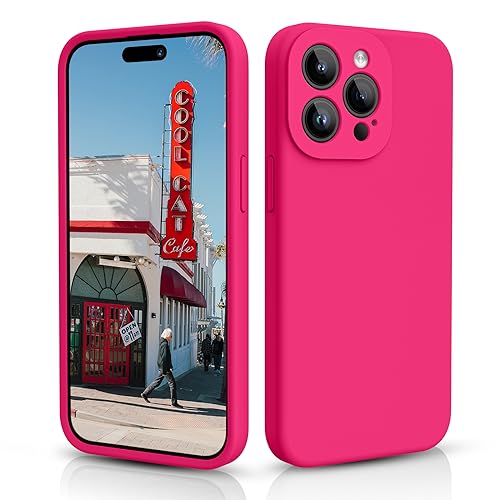 CALOOP Hülle für iPhone 15 Pro Max 6,7 Zoll, Premium Silikon Handyhülle Individueller Schutz für Jede Linse Ganzkörper Abgedeckte Dicke Gummi Stoßfeste Telefonhülle (Rosa) von CALOOP