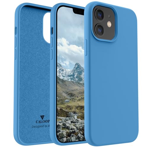 CALOOP Liquid Silicone Case Designed for iPhone 12 Case and iPhone 12 Pro Case 6.1 inches, Full Body Protective Covered Soft Gel Rubber Slim Shockproof Cover Case with Microfiber Lining, Blue von CALOOP