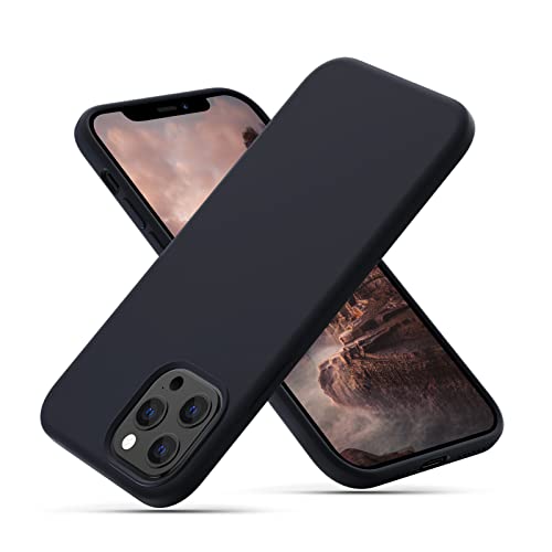 CALOOP Liquid Silicone Case Designed for iPhone 12 Pro Max Case, Full Body Protective Covered Gel Rubber Slim Shockproof Cover Case with Microfiber Lining, 6.7 inch (Black) von CALOOP