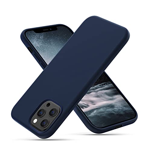 CALOOP Liquid Silicone Case Designed for iPhone 12 Pro Max Case, Full Body Protective Covered Gel Rubber Slim Shockproof Cover Case with Microfiber Lining, 6.7 inch (Navy Blue) von CALOOP