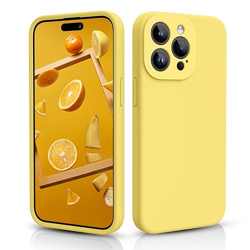 CALOOP Slim-Fit Schutzhülle für iPhone 15 Pro, weiches Flüssigsilikon, stabiler, harter Rahmen, stoßfeste Abdeckung mit kratzfestem Mikrofaserfutter, vollständiger Schutz für Bildschirm und Objektiv, von CALOOP