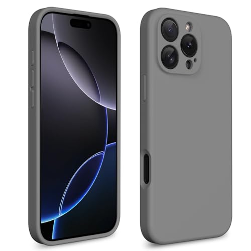CALOOP Slim-Fit Schutzhülle für iPhone 16 Pro, weiches Flüssigsilikon, stabiler, harter Rahmen, stoßfeste Abdeckung mit kratzfestem Mikrofaserfutter, vollständiger Schutz für Bildschirm und von CALOOP