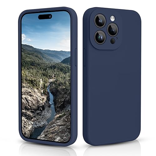 CALOOP iPhone 15 Pro Hülle, Premium Silikon Handyhülle Individueller Schutz für Jede Linse Ganzkörper Abgedeckte Dicke Gummi Stoßfeste Telefonhülle, 6,1 Zoll(Marineblau von CALOOP