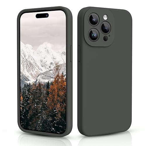CALOOP iPhone 15 Pro Hülle, Premium Silikon Handyhülle Individueller Schutz für Jede Linse Ganzkörper Abgedeckte Dicke Gummi Stoßfeste Telefonhülle, 6,1 Zoll(Raum Grau von CALOOP