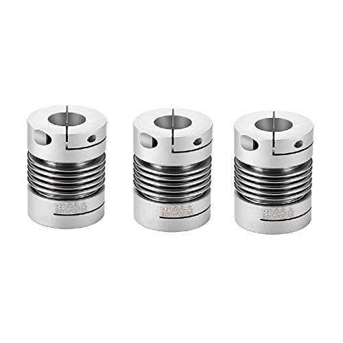 Faltenbalgkupplung, 25 mm außen, 37 mm Länge, 5 mm bis 12 mm Bohrung, Option, Servomotor und Encoder, R+W Aluminium-Balg-Kupplungen (8 mm x 8 mm Bohrung) von CALT