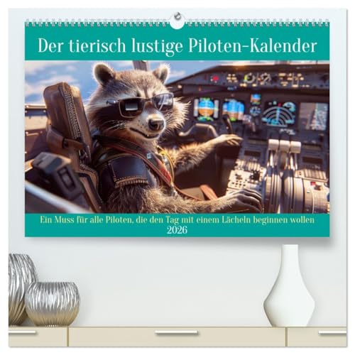 Der tierisch lustige Piloten-Kalender (hochwertiger Premium Wandkalender 2026 DIN A2 quer), Kunstdruck in Hochglanz von CALVENDO