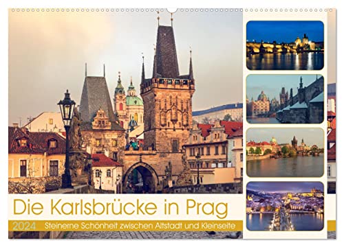 Die Karlsbrücke in Prag (Wandkalender 2024 DIN A2 quer), CALVENDO Monatskalender von CALVENDO