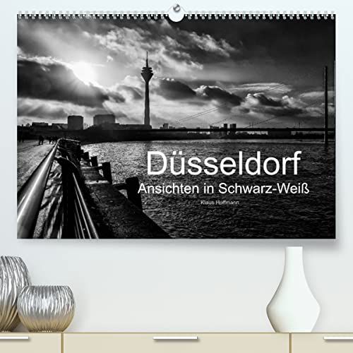 Düsseldorf Ansichten in Schwarz-Weiß (hochwertiger Premium Wandkalender 2024 DIN A2 quer), Kunstdruck in Hochglanz von CALVENDO