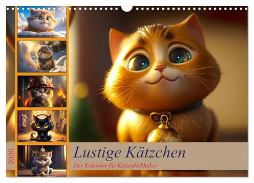 Lustige Kätzchen (Wandkalender 2026 DIN A3 quer), CALVENDO Monatskalender von CALVENDO