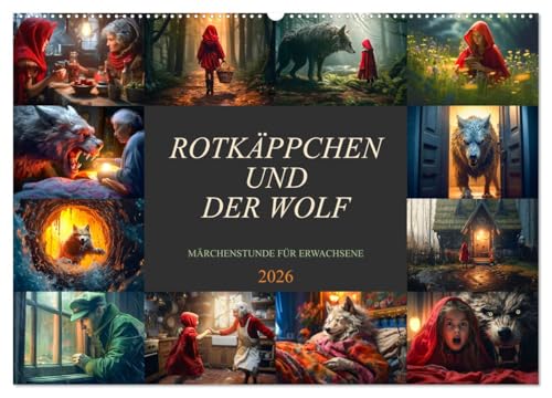 Rotkäppchen und der Wolf (Wandkalender 2026 DIN A2 quer), CALVENDO Monatskalender von CALVENDO