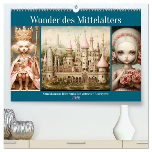 Wunder des Mittelalters. Surrealistische Illustration der keltischen Anderswelt (hochwertiger Premium Wandkalender 2026 DIN A2 quer), Kunstdruck in Hochglanz von CALVENDO