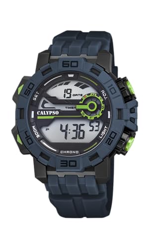 Calypso Uhr Für Herren K5809/2 Digital for Man Schwarz Silikon Case BlauSilikon Band von CALYPSO