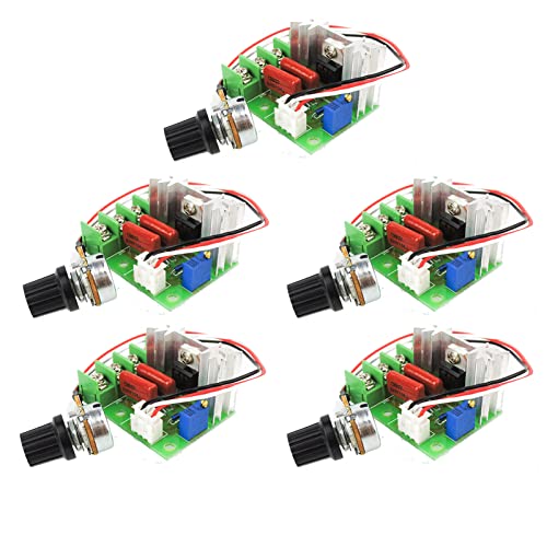 5 Stück Motordrehzahlregler,Drehzahlregler,AC 50-220V 2000W SCR Elektrischer Spannungsregler Temperatur/Motor Drehzahlregler Licht Dimmer mit hoher Zuverlässigkeit Version von CAM2