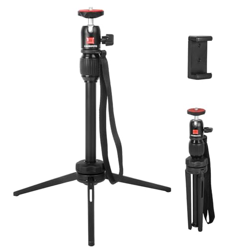 CAMBOFOTO Mini-Tischstativ, Aluminium-Kamerastativ mit 360-Grad-Kugelkopf und Handyhalter, Reisestativ, geeignet für Smartphone und DSLR-Kamera CAMBOFOTO Mini-Tischstativ, Aluminium-Kamerastativ mit 360-Grad-Kugelkopf und Handyhalter, Reisestativ, geeignet für Smartphone und DSLR-Kamera von CAMBOFOTO