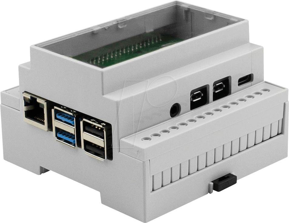 RPI CASE4 DR-CLR - Gehäuse für Raspberry Pi 4, Hutschiene, grau/trans. von CAMDENBOSS