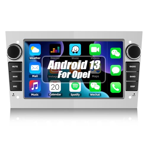 [1+32G] CAMECHO Android 13 Autoradio für Opel Corsa d/Astra h/Zafira b/Meriva Radio mit Navi, 7 Zoll Bildschirm Touch Display Auto Radio mit Bluetooth RDS FM Navigation GPS WiFi USB SWC(Silber) von CAMECHO
