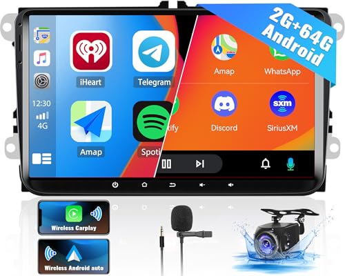 CAMECHO 2+64G Android 13 Autoradio Wireless Carplay mit Navi Für VW Passat B6 B7 Golf 5 6 Jetta T5 Polo Touran Caddy Sharan Seat 9 Zoll Auto Bluetooth Radio mit WiFi FM Android Auto Rückfahrkamera CAMECHO 2+64G Android 13 Autoradio Wireless Carplay mit Navi Für VW Passat B6 B7 Golf 5 6 Jetta T5 Polo Touran Caddy Sharan Seat 9 Zoll Auto Bluetooth Radio mit WiFi FM Android Auto Rückfahrkamera von CAMECHO