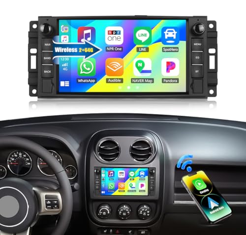 2+64G CAMECHO Android 13 Autoradio für Chevrolet/Chrysler/Jeep/Dodge 2007-2011 mit Navi Carplay Android Auto,Radio Doppel Din mit 7 Zoll Bildschirm,Bluetooth RDS/FM MirrorLink und USB von CAMECHO