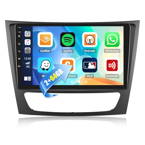 2G+32G CAMECHO Android 11 Autoradio Bluetooth für Mercedes Benz W211 E-Class CLS-Class W219 (2005-2008), 9'' Bildschirm mit Carplay Android Auto Wireless,HiFi,WiFi,FM/RDS,SWC+ Rückfahrkamera von CAMECHO