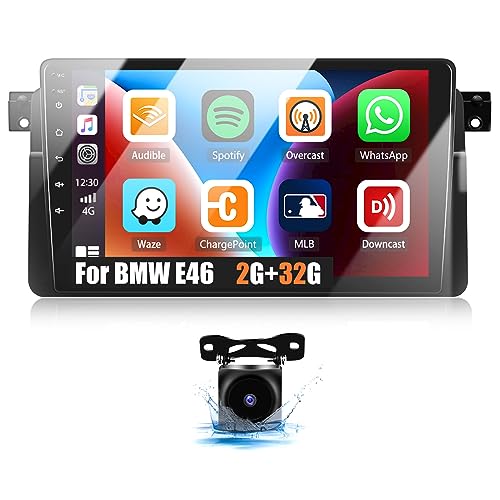 2G+32G CAMECHO Android 11 Autoradio für BMW E46 Radio 3 Series(1998-2006),9 Zoll Bildschirm mit Wireless Carplay und Android Auto/HiFi/GPS/WiFi/Bluetooth/FM RDS+ Rückfahrkamera und Mikrofon von CAMECHO