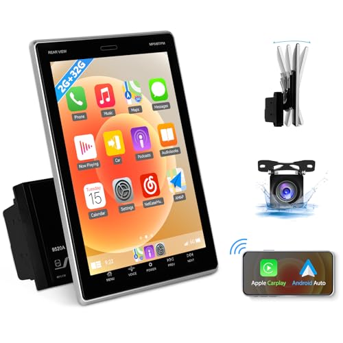 2G+32G CAMECHO Android 11 Autoradio mit 9,5" Vertikaler Bildschirm,Doppel Din Autoradio mit Navi Android Auto Wireless Carplay RDS/FM Bluetooth und USB*3+Rückfahrkamera von CAMECHO