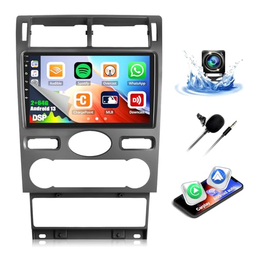 2G+64G 8Core CAMECHO Android 13 Autoradio für Ford Mondeo 3 2004-2007 (Hatchback) mit Navi Carplay Android Auto,9-Zoll Bildschirm 丨Autoradio mit Bluetooth RDS 32EQ DSP Mirror Link+Rückfahrkamera von CAMECHO