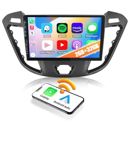 2G+64G CAEMCHO Android 12 Autoradio mit Navi für Ford Transit Custom Tourneo 2013-2018,Carplay Wireless Android Auto,9 Zoll Bildschirm Radio 2 DIN mit FM RDS WiFi MirrorLink Bluetooth und USB von CAMECHO