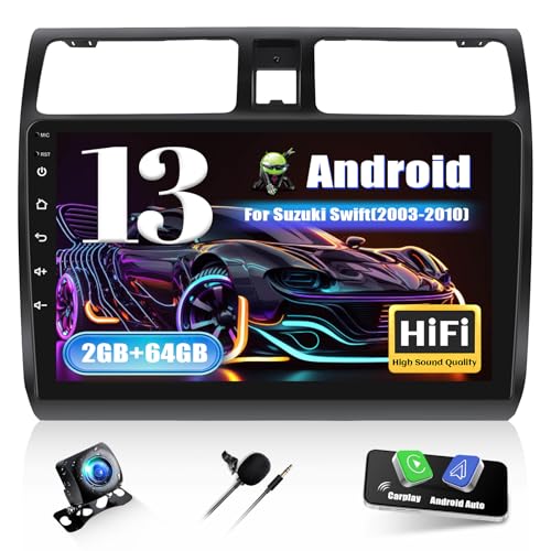 2G+64G CAMECHO Android 12 Autoradio für Suzuki Swift(2003-2010),mit Carplay Wireless Android Auto HiFi RDS,10,1 Zoll Bildschirm Doppel Din Autoradio mit Navi Bluetooth WiFi FM SWC+Rückfahrkamera von CAMECHO