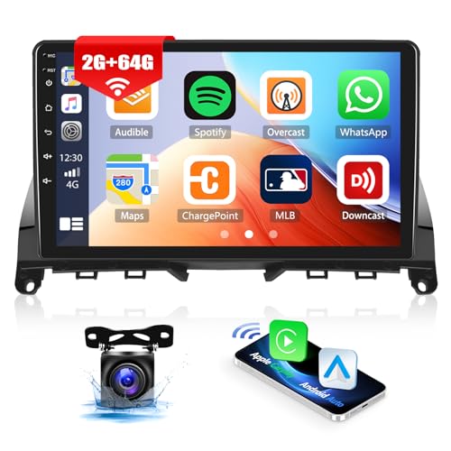 2G+64G CAMECHO Android 12 Autoradio mit Navi für Mercedes-Benz C-Klasse W204 S204 2007-2010,9-Zoll Auto Radio Touch Display mit mit Carplay Android Auto Mirror Link RDS WiFi Bluetooth+Rückfahrkamera von CAMECHO