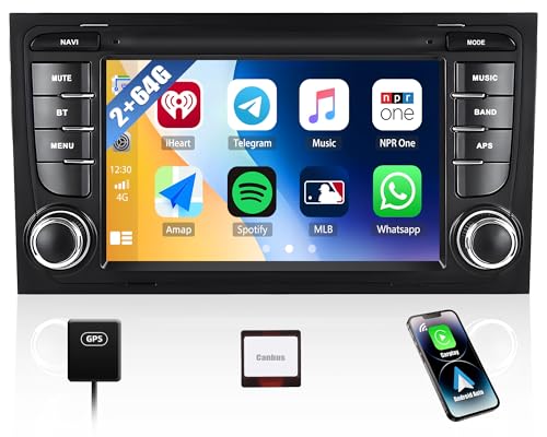 2G+64G CAMECHO Android 13 Autoradio für Audi A4 B6 S4 RS4 Seat Exeo mit Navi Carplay Android Auto, Doppel Din Autoradio mit 7 Zoll Bildschirm Bluetooth RDS/FM MirrorLink und USB 2G+64G CAMECHO Android 13 Autoradio für Audi A4 B6 S4 RS4 Seat Exeo mit Navi Carplay Android Auto, Doppel Din Autoradio mit 7 Zoll Bildschirm Bluetooth RDS/FM MirrorLink und USB von CAMECHO